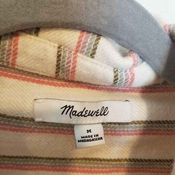 Madewell Womens Claxton Striped Flannel Sunday Shirt Size M Sustainable Preppy - Picture 8 of 10